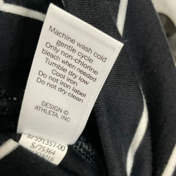 Athleta Midi Skirt Women Black striped Stretch Pull On Side Slit Sz XS T2