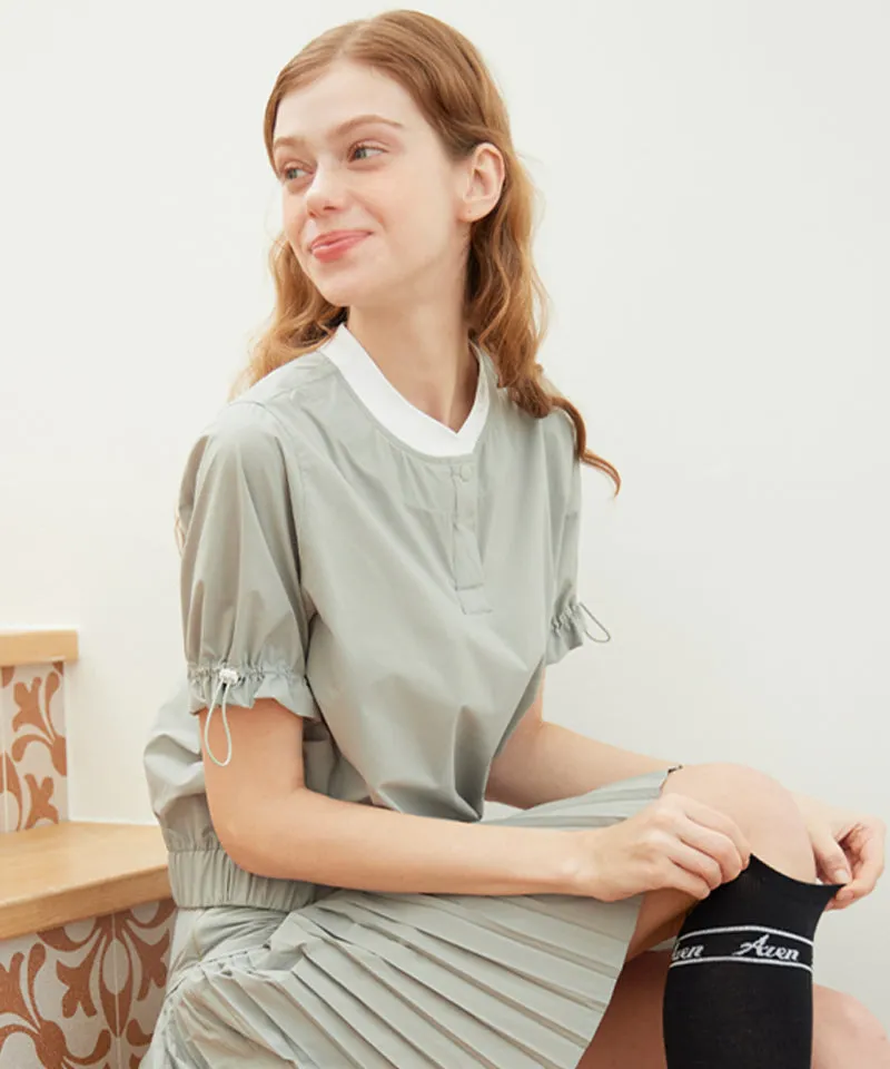 AVEN Shirring Short Sleeve Anorak - Mint