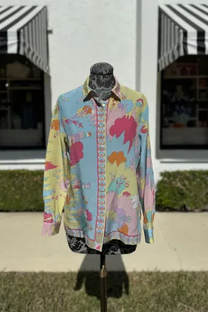 Averardo Bessi Silk Button Down Blouse in Drop 006