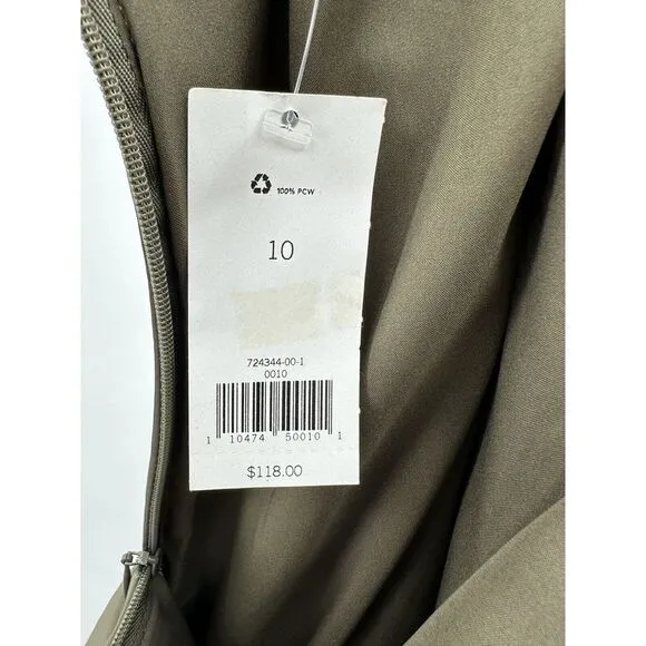 Banana Republic Olive Green Satin Pleated Skirt‎  Women's Size 10 NEW