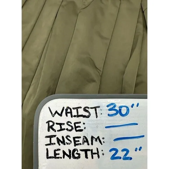 Banana Republic Olive Green Satin Pleated Skirt‎  Women's Size 10 NEW