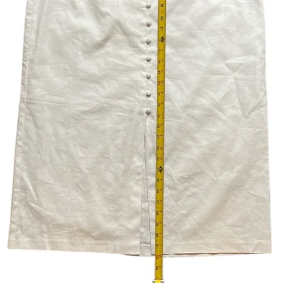 Banana Republic White Linen Button-Front Skirt