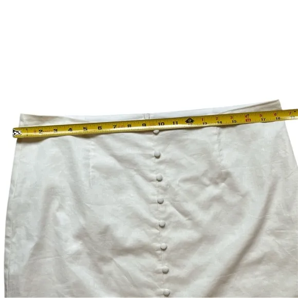 Banana Republic White Linen Button-Front Skirt