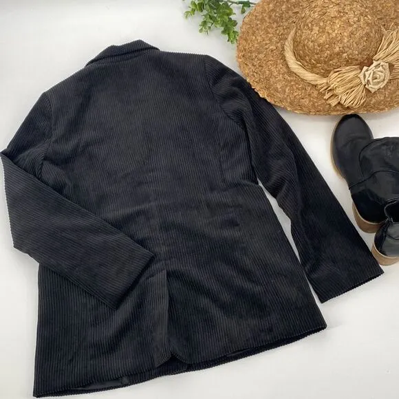 Banana Republic Long Corduroy Boyfriend Blazer Black 4
