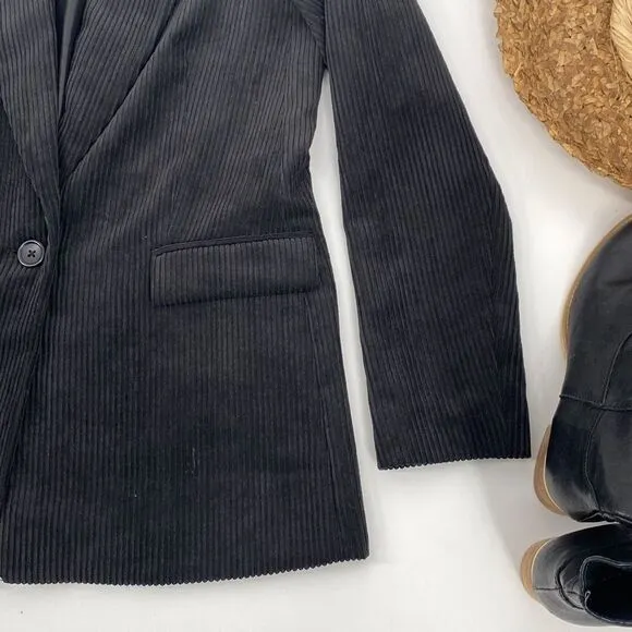 Banana Republic Long Corduroy Boyfriend Blazer Black 4
