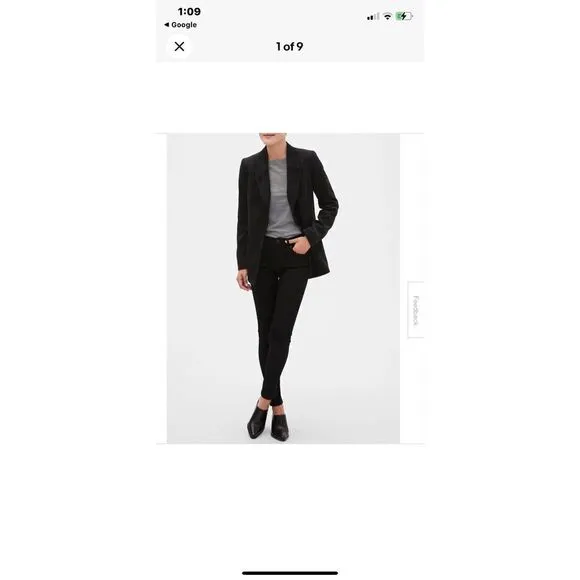 Banana Republic Long Corduroy Boyfriend Blazer Black 4