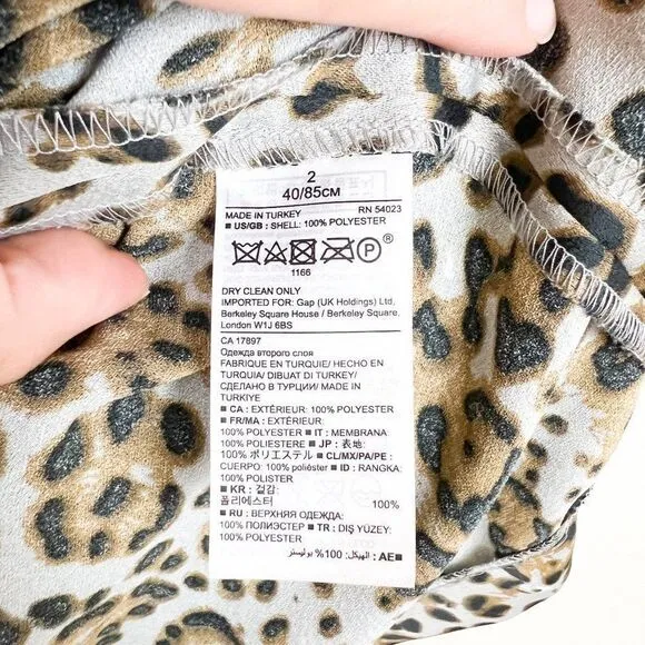 Banana Republic Brown Black Leopard Animal Print Flutter SLeeve Shift Dress