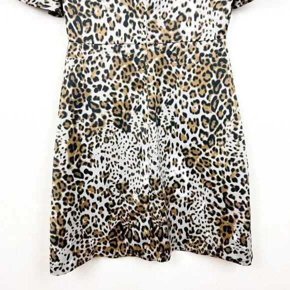 Banana Republic Brown Black Leopard Animal Print Flutter SLeeve Shift Dress