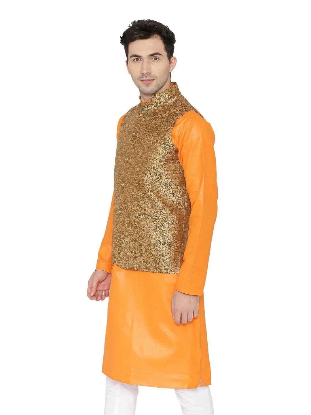 Banarasi Rayon Cotton Brown Modi Nehru Jacket