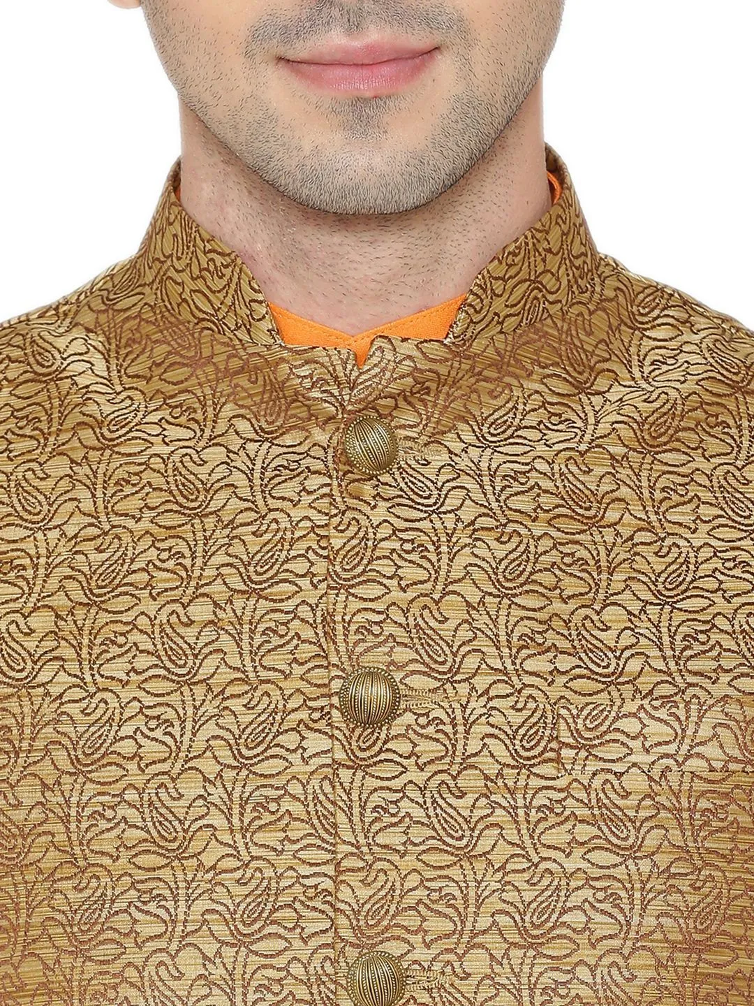Banarasi Rayon Cotton Brown Modi Nehru Jacket