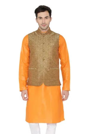 Banarasi Rayon Cotton Brown Modi Nehru Jacket