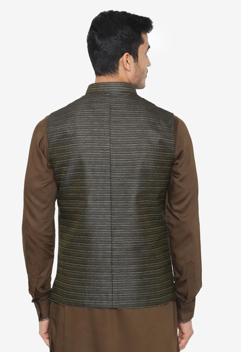 Banarasi Rayon Cotton Dark Green Nehru Modi Jacket
