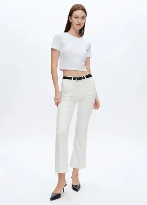 Bayeas Emily Mid Rise Raw Hem Bootcut Pants - White