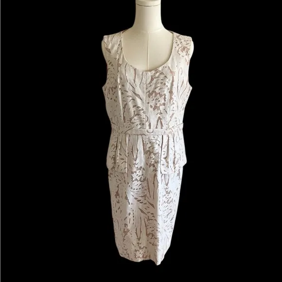 BCBGMAXAZRIA WHITE/IVORY ETNA LACE PEPLUM COCKTAIL DRESS SIZE 12