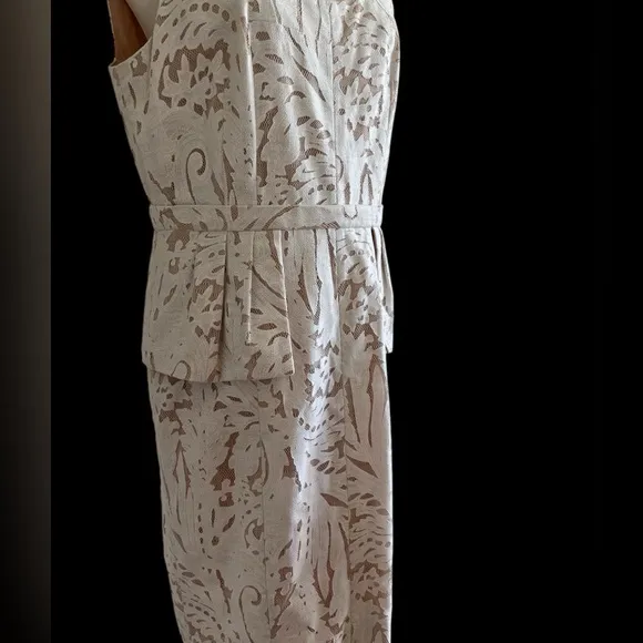 BCBGMAXAZRIA WHITE/IVORY ETNA LACE PEPLUM COCKTAIL DRESS SIZE 12