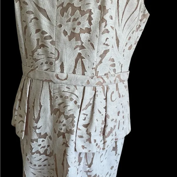 BCBGMAXAZRIA WHITE/IVORY ETNA LACE PEPLUM COCKTAIL DRESS SIZE 12