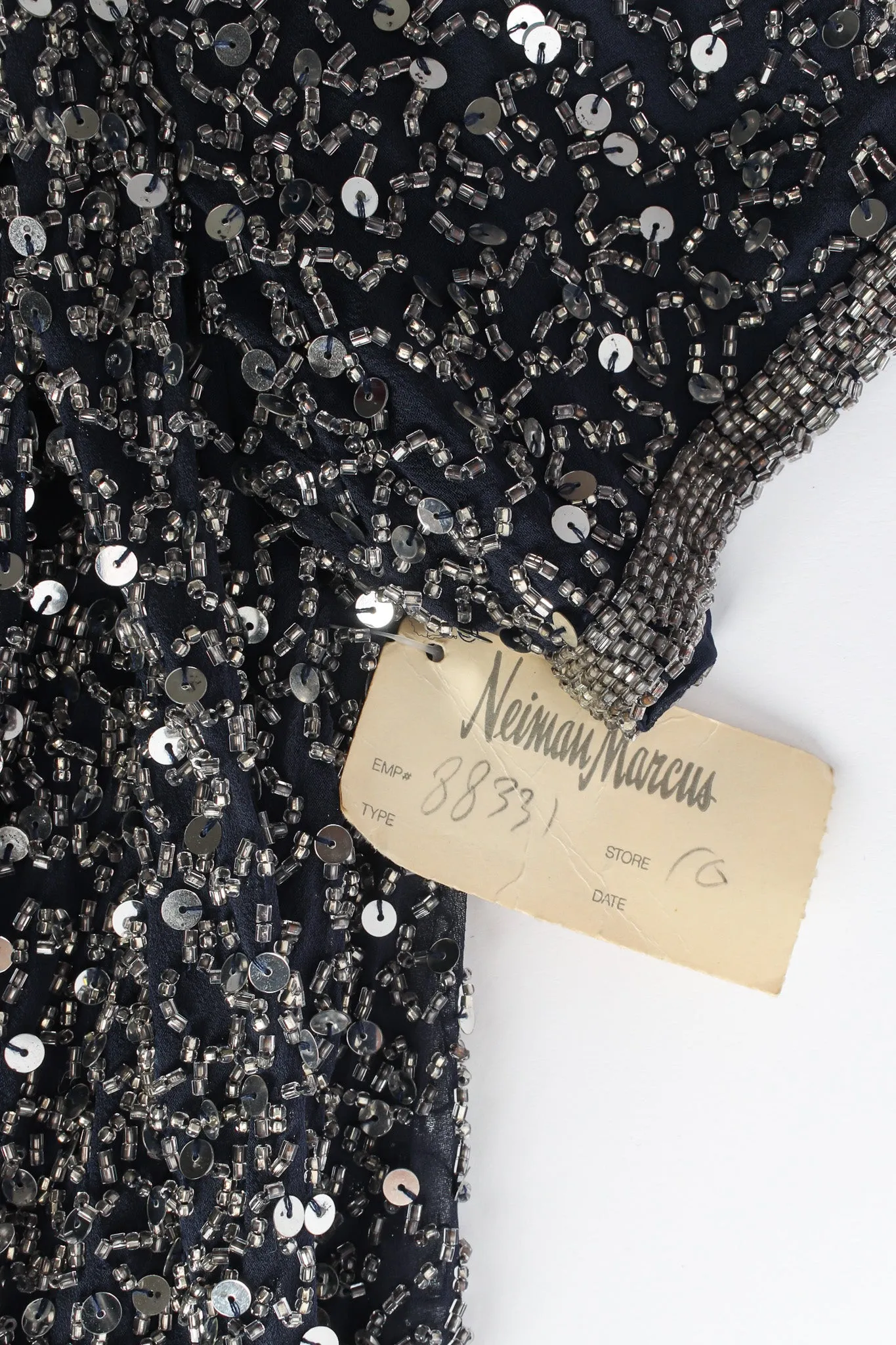 Beaded Sequin Silk Shift Dress