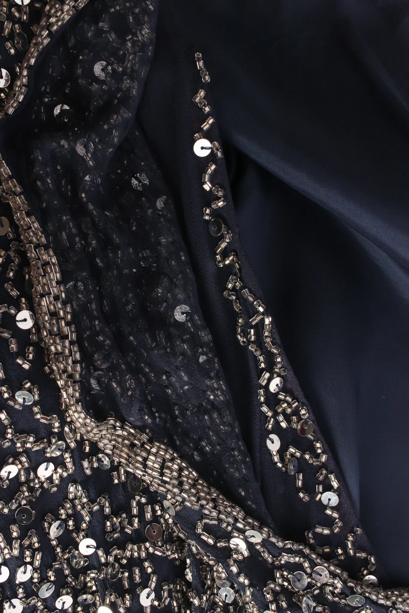 Beaded Sequin Silk Shift Dress