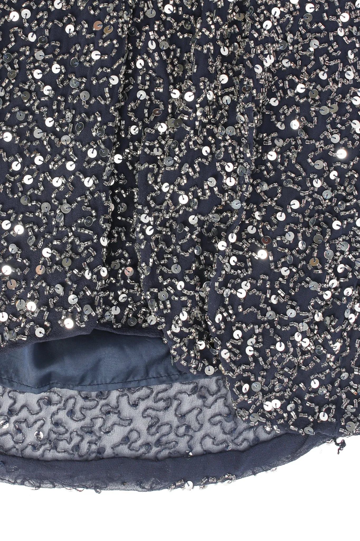 Beaded Sequin Silk Shift Dress