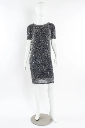 Beaded Sequin Silk Shift Dress