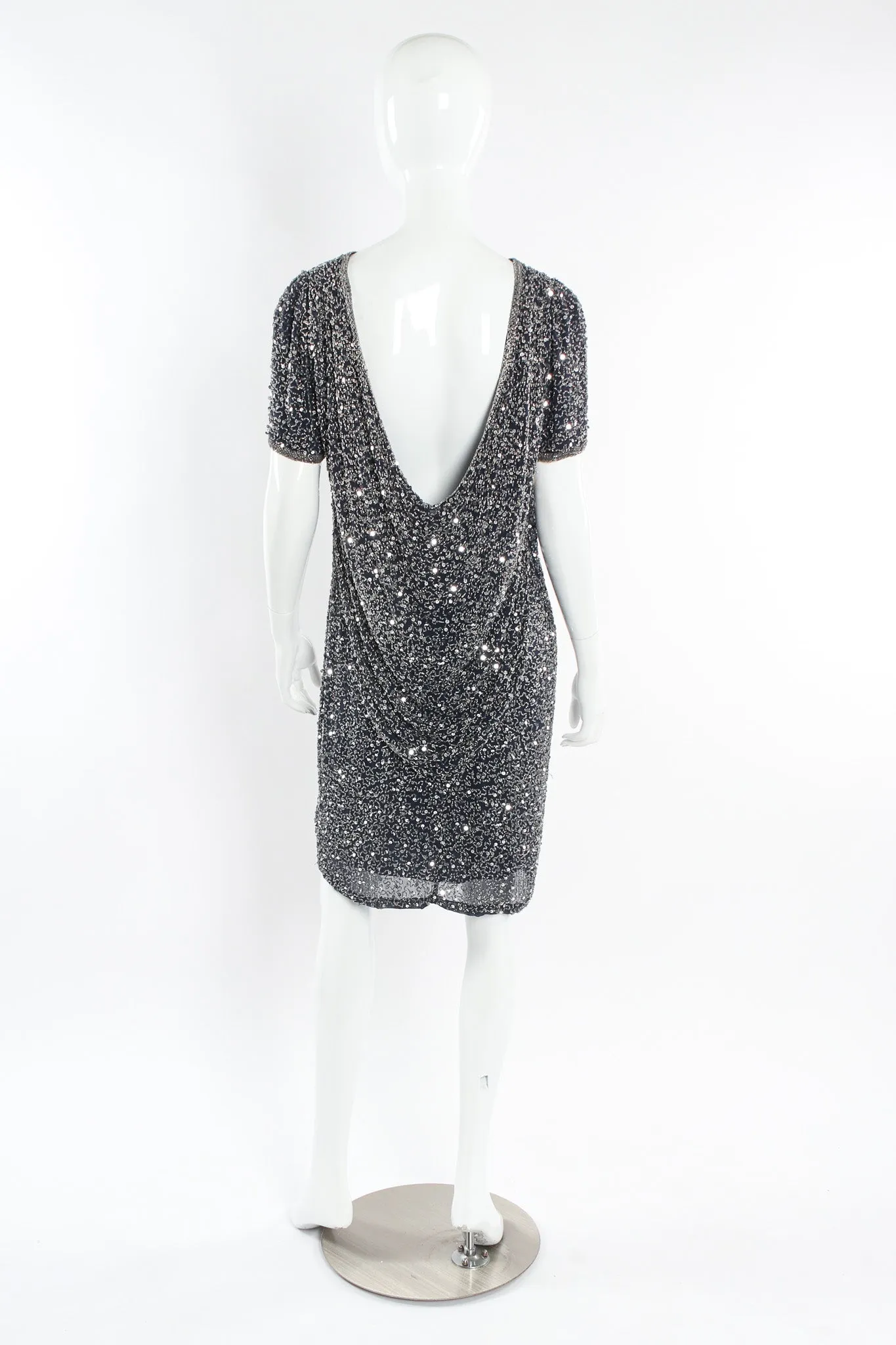 Beaded Sequin Silk Shift Dress