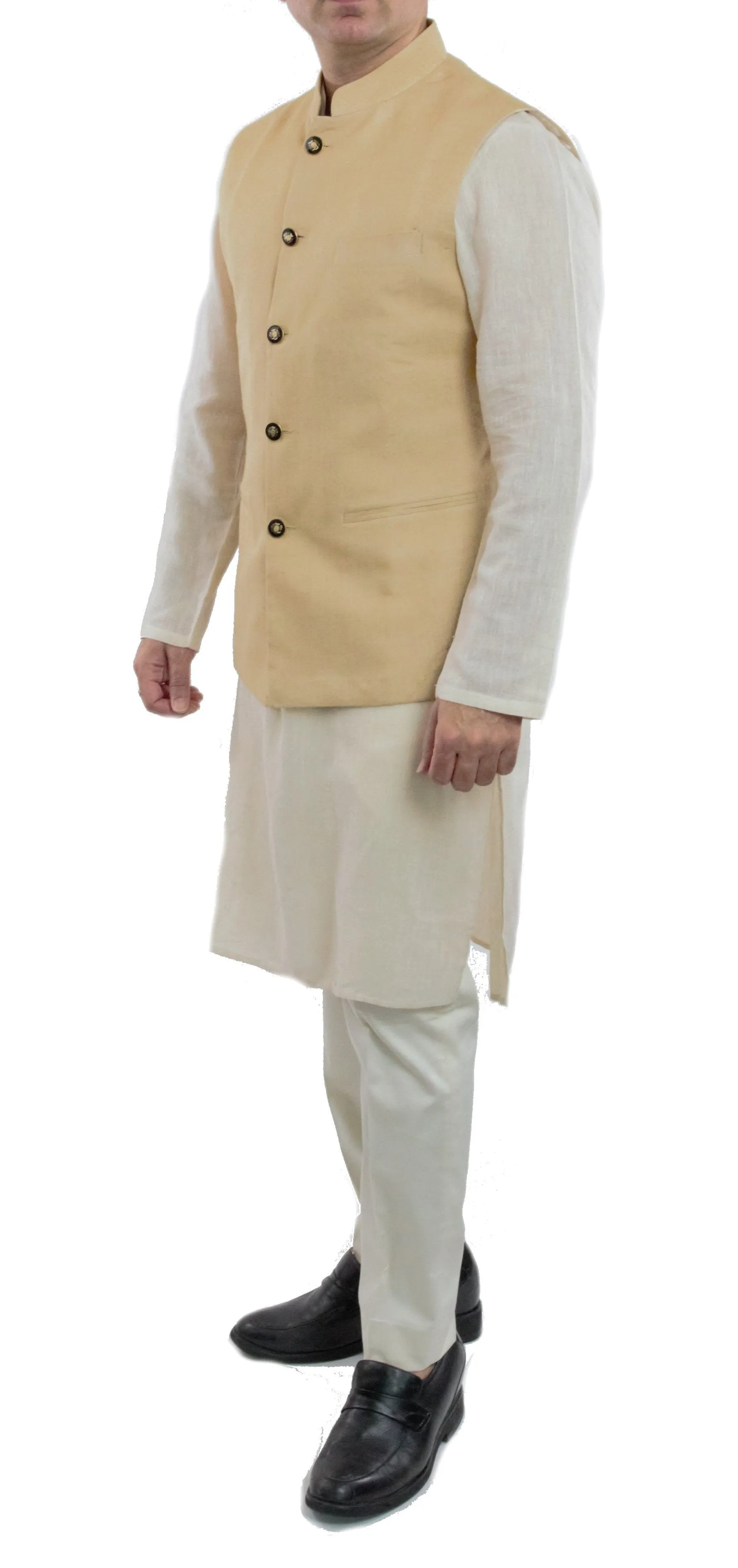 Beige Color Matka Silk Nehru Jacket Bandhgala Waistcoat Bandi