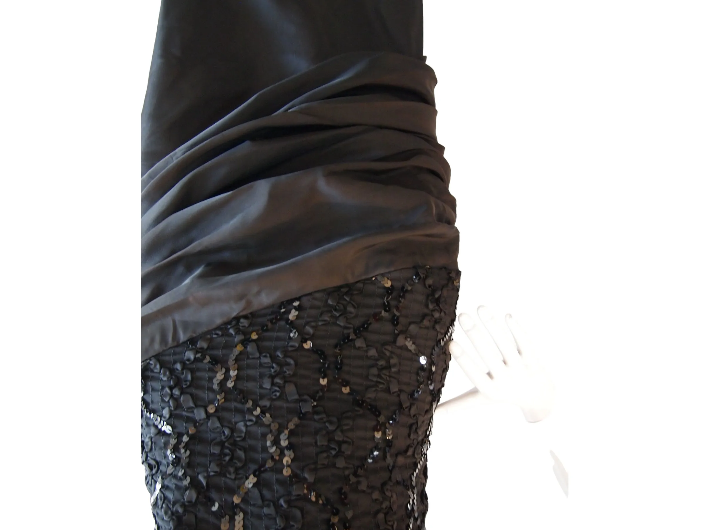 Black Bombshell Flower Sequinned Bustier Cocktail Dress