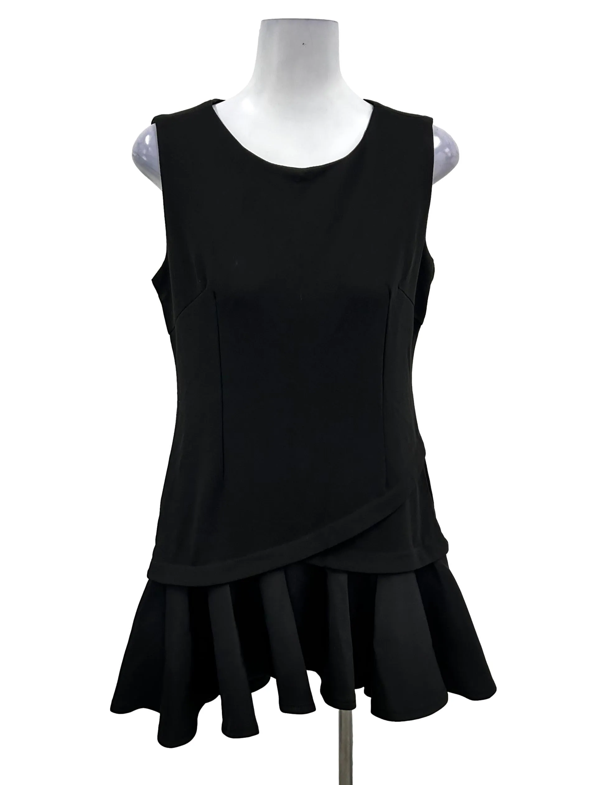 Black Sleeveless Peplum Mini Dress