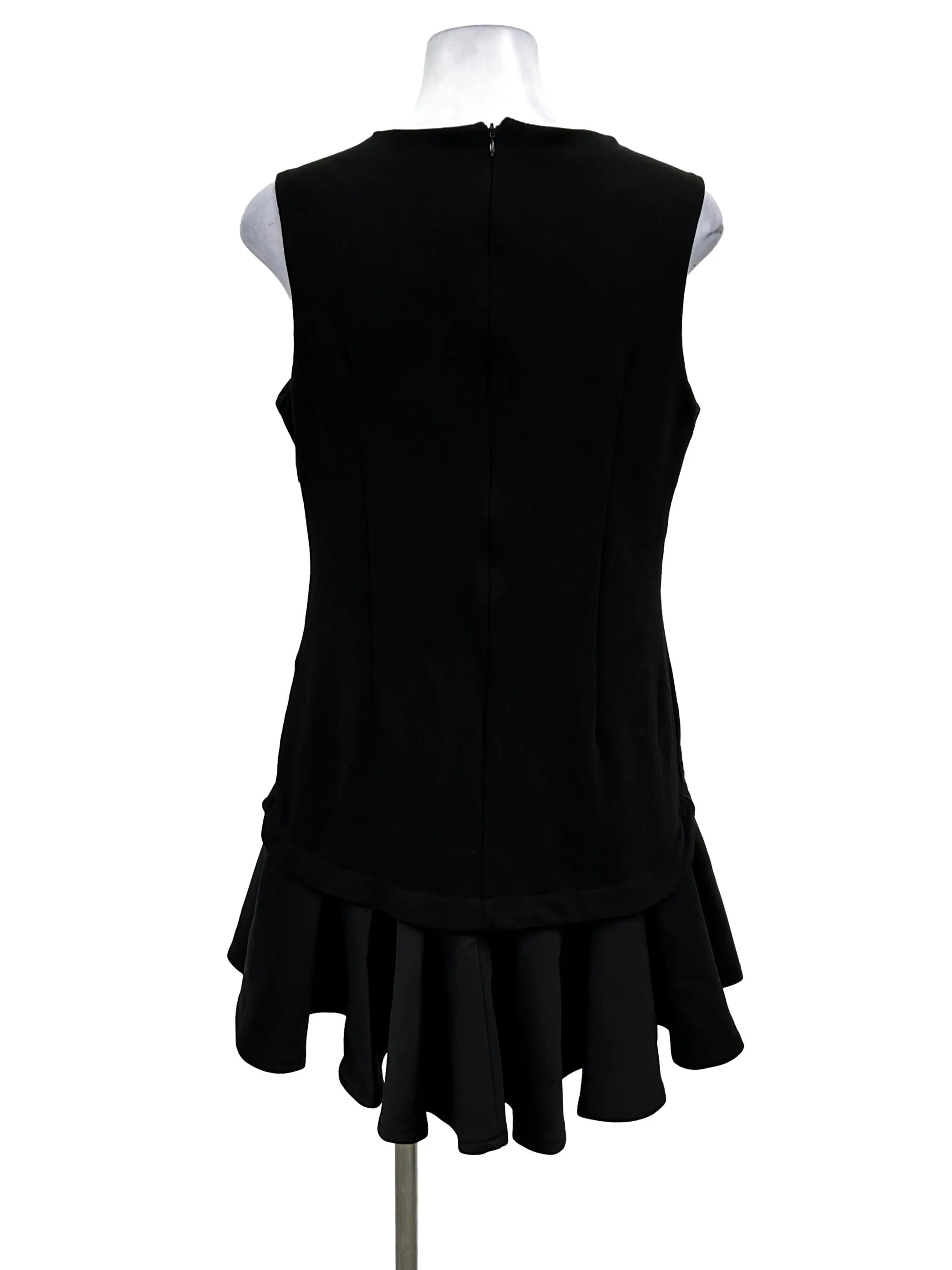 Black Sleeveless Peplum Mini Dress