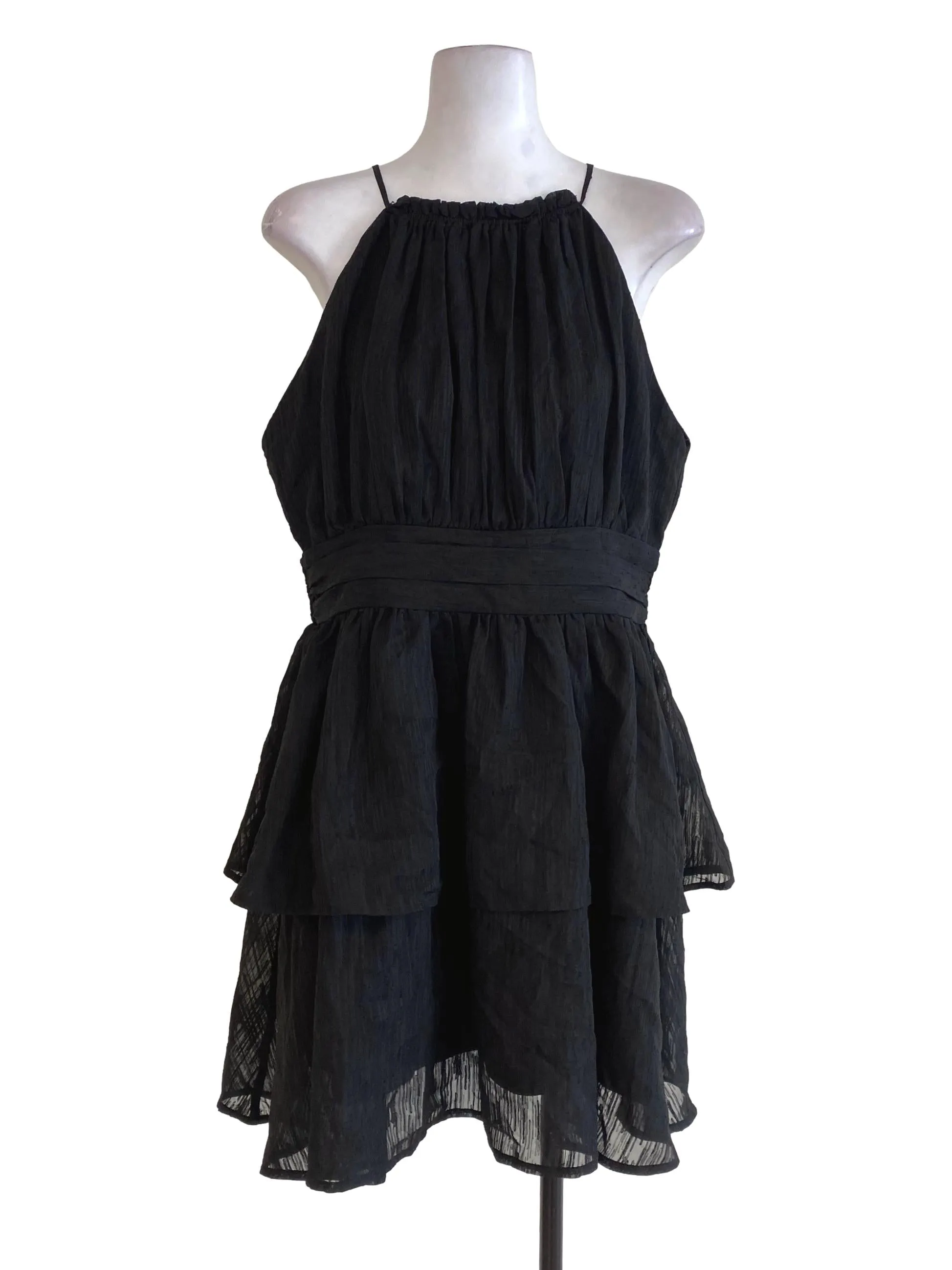 Black Textured Peplum Dress