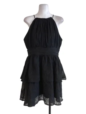 Black Textured Peplum Dress