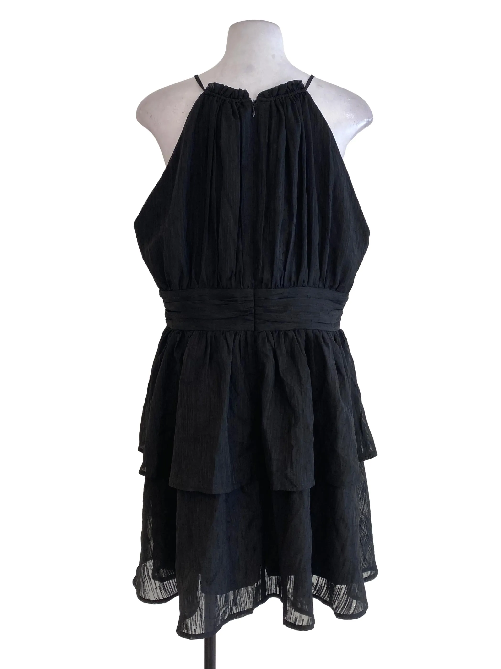 Black Textured Peplum Dress