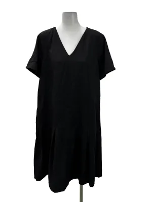 Black V-Neck Midi Shift Dress