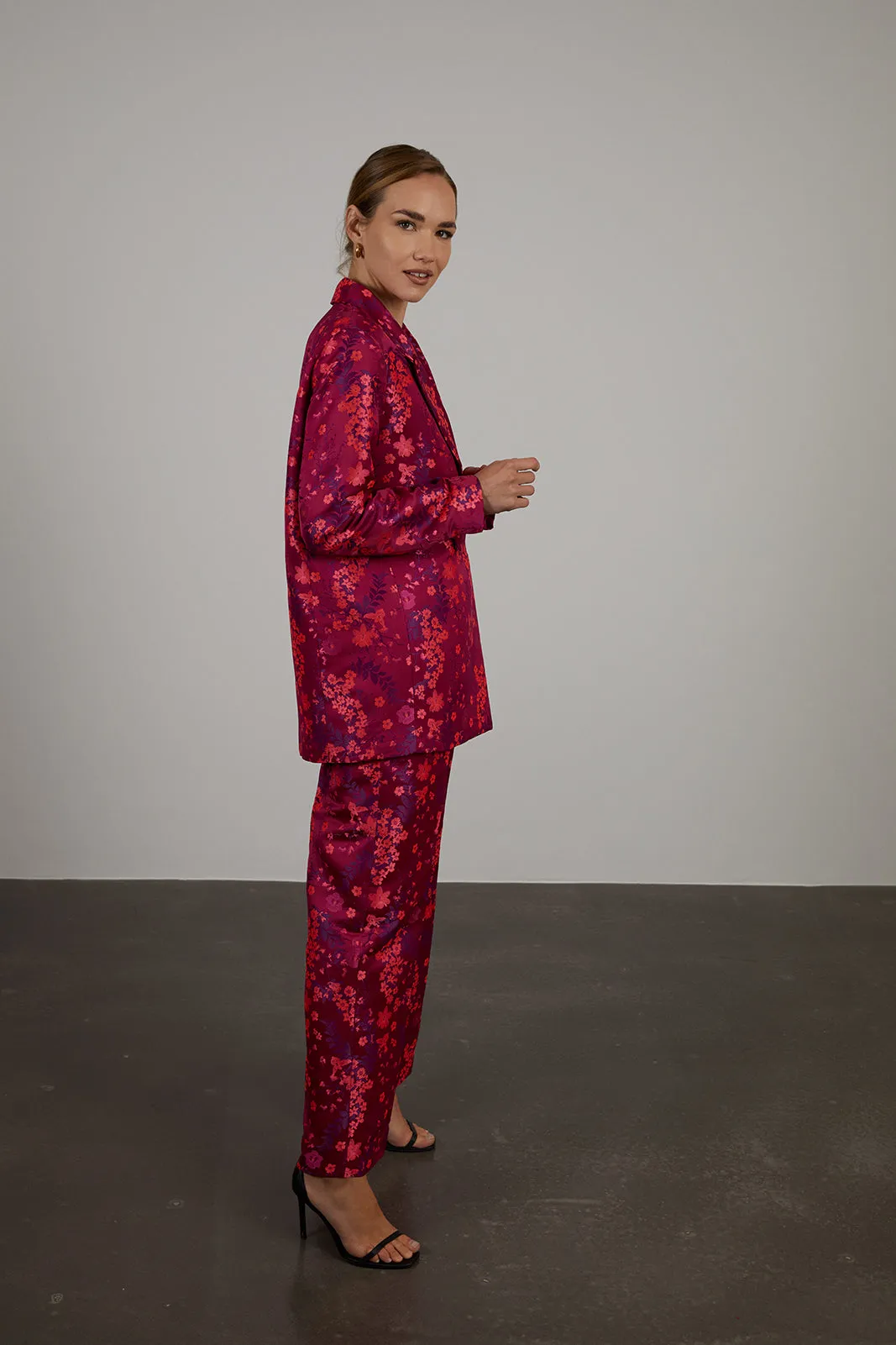 BLAZER FÚCSIA JACQUARD OVERSIZED ESTAMPADO FLORAL