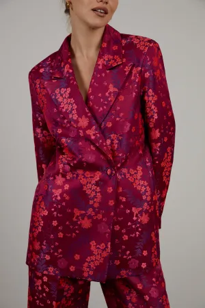 BLAZER FÚCSIA JACQUARD OVERSIZED ESTAMPADO FLORAL
