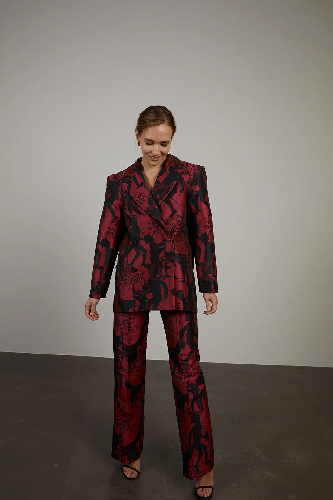BLAZER VERMELHO JACQUARD OVERSIZED ESTAMPADO FIGURATIVO