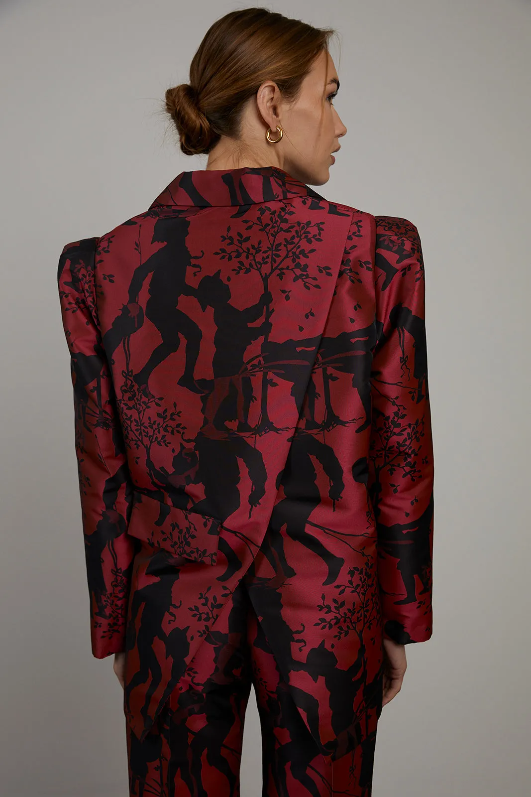 BLAZER VERMELHO JACQUARD OVERSIZED ESTAMPADO FIGURATIVO