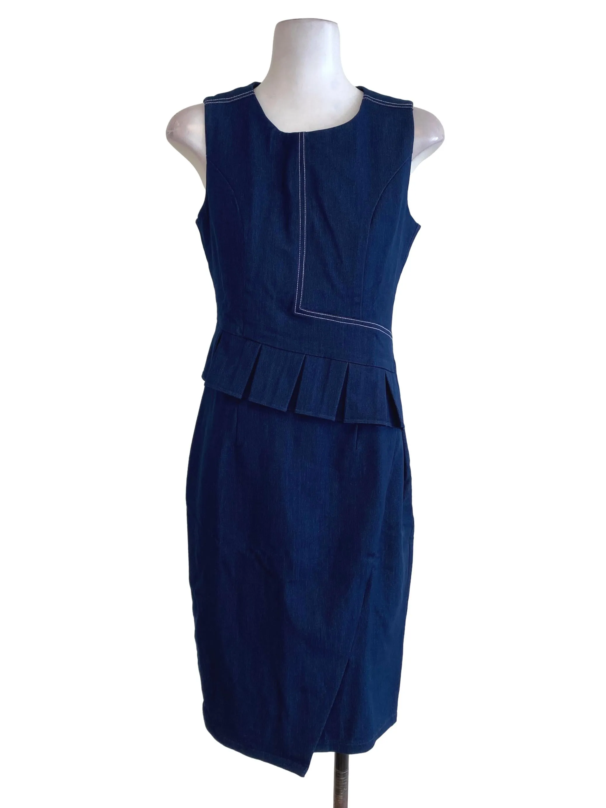 Blue Denim Peplum Dress