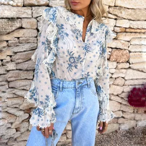 Blue Floral Rachel Blouse