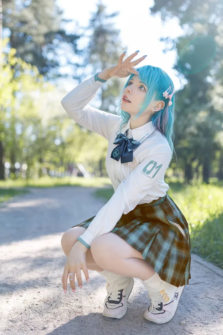 Blue/Green Plaid Print Sweet Japanese School Pleated Skirt