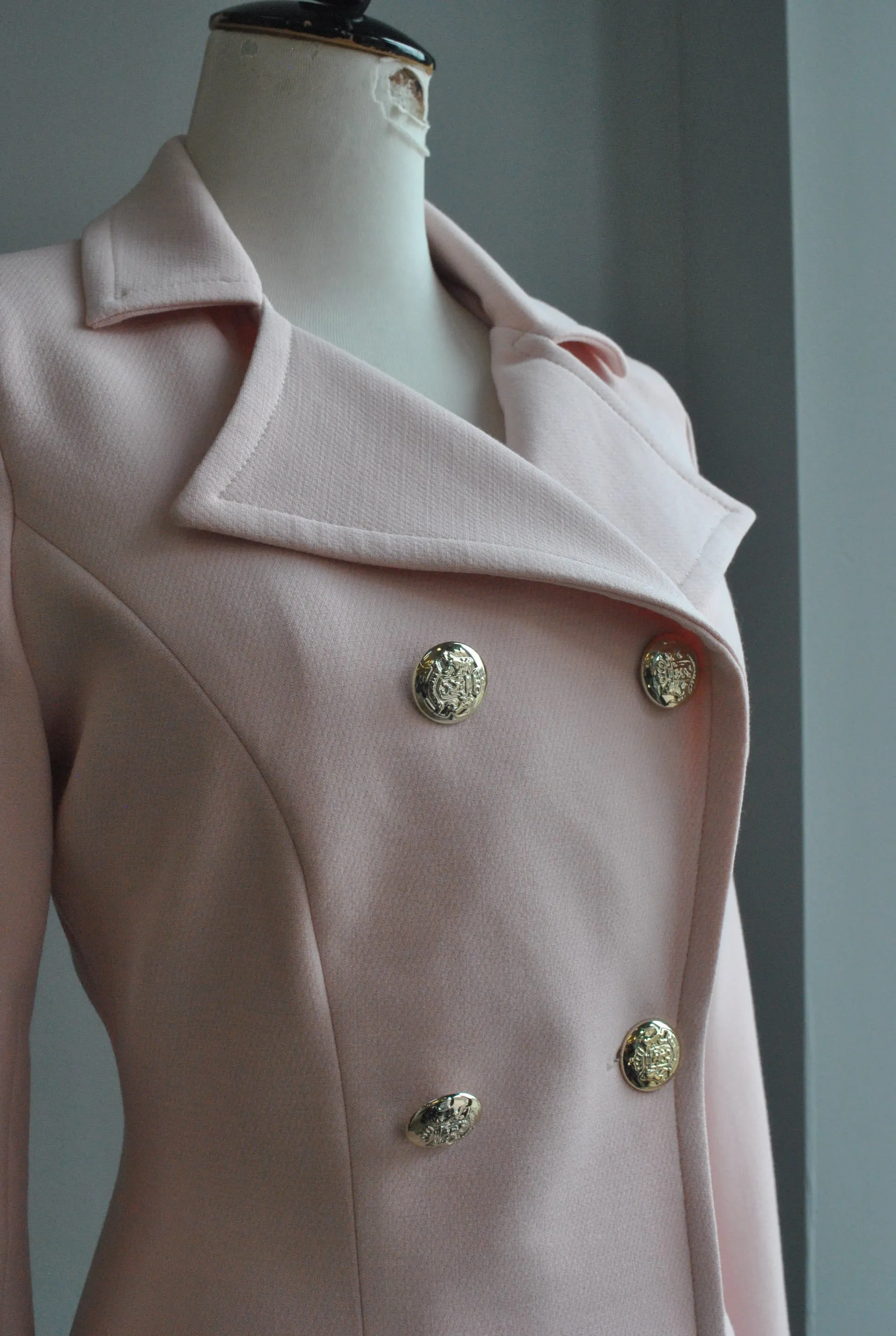 BLUSH PINK SPRING DOUBLE BREASTED JACKET