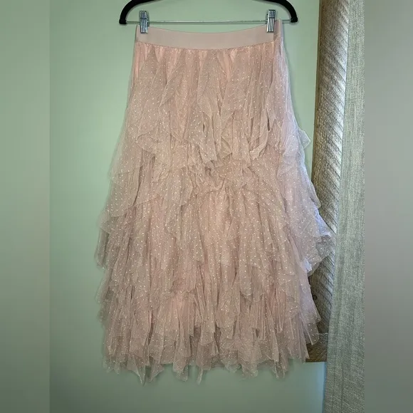 Blush Polka Dot Tulle Layered Skirt