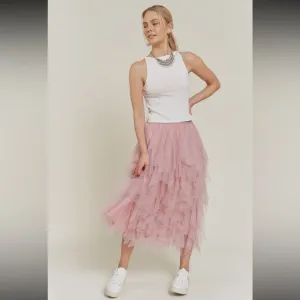 Blush Polka Dot Tulle Layered Skirt