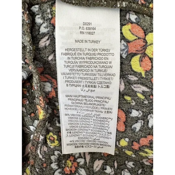 Boden Dress Women's 8R Olive Green‎ Floral Shift 3/4 Sleeve Midi V Neck Boho