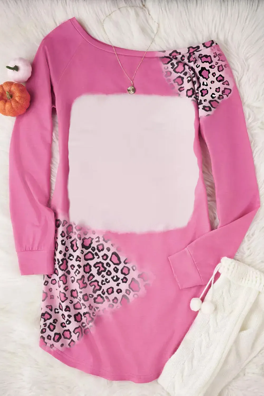 Bonbon Leopard Color Block One Shoulder Shift Mini Dress