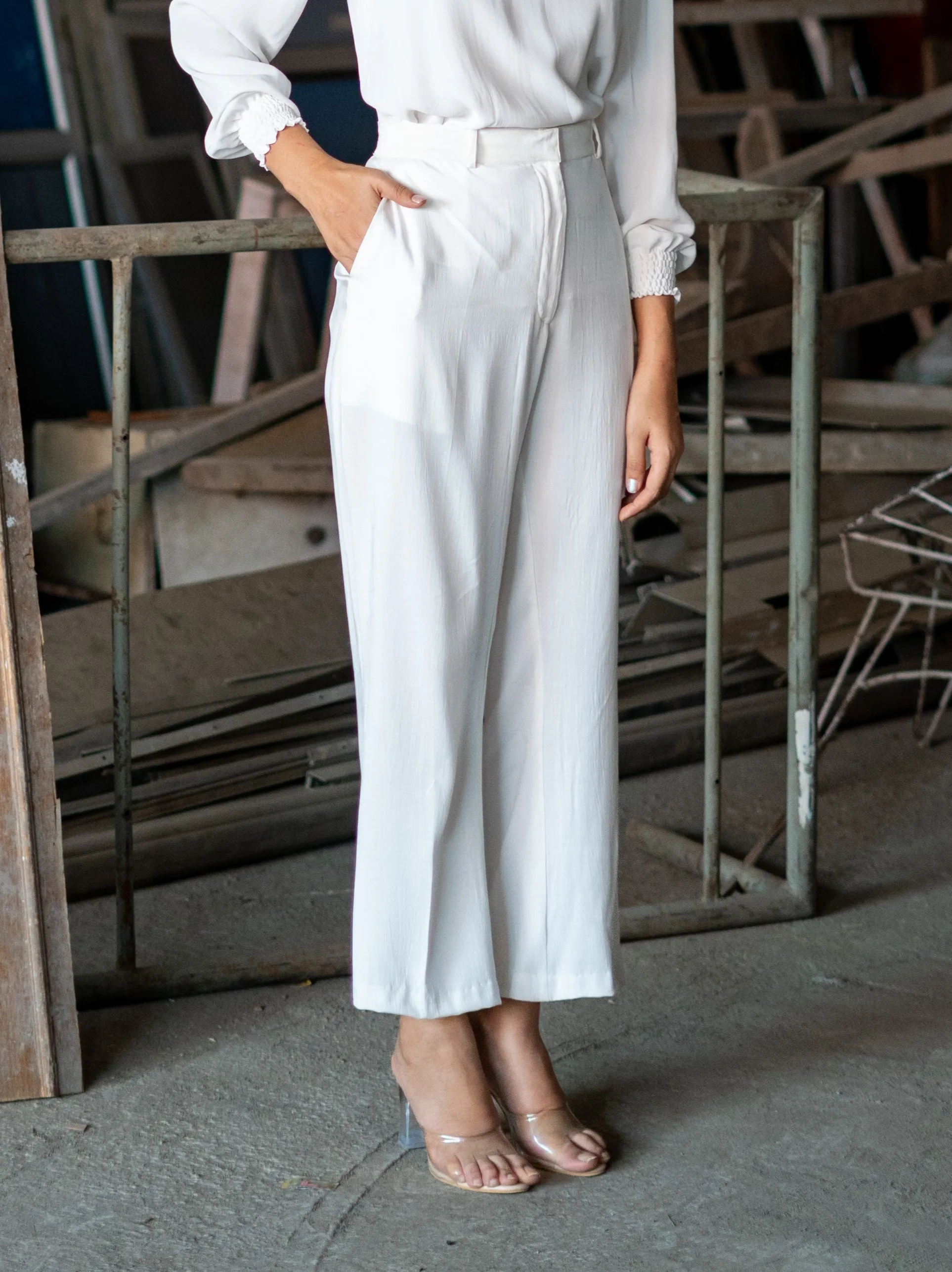 Bootcut Pants - White