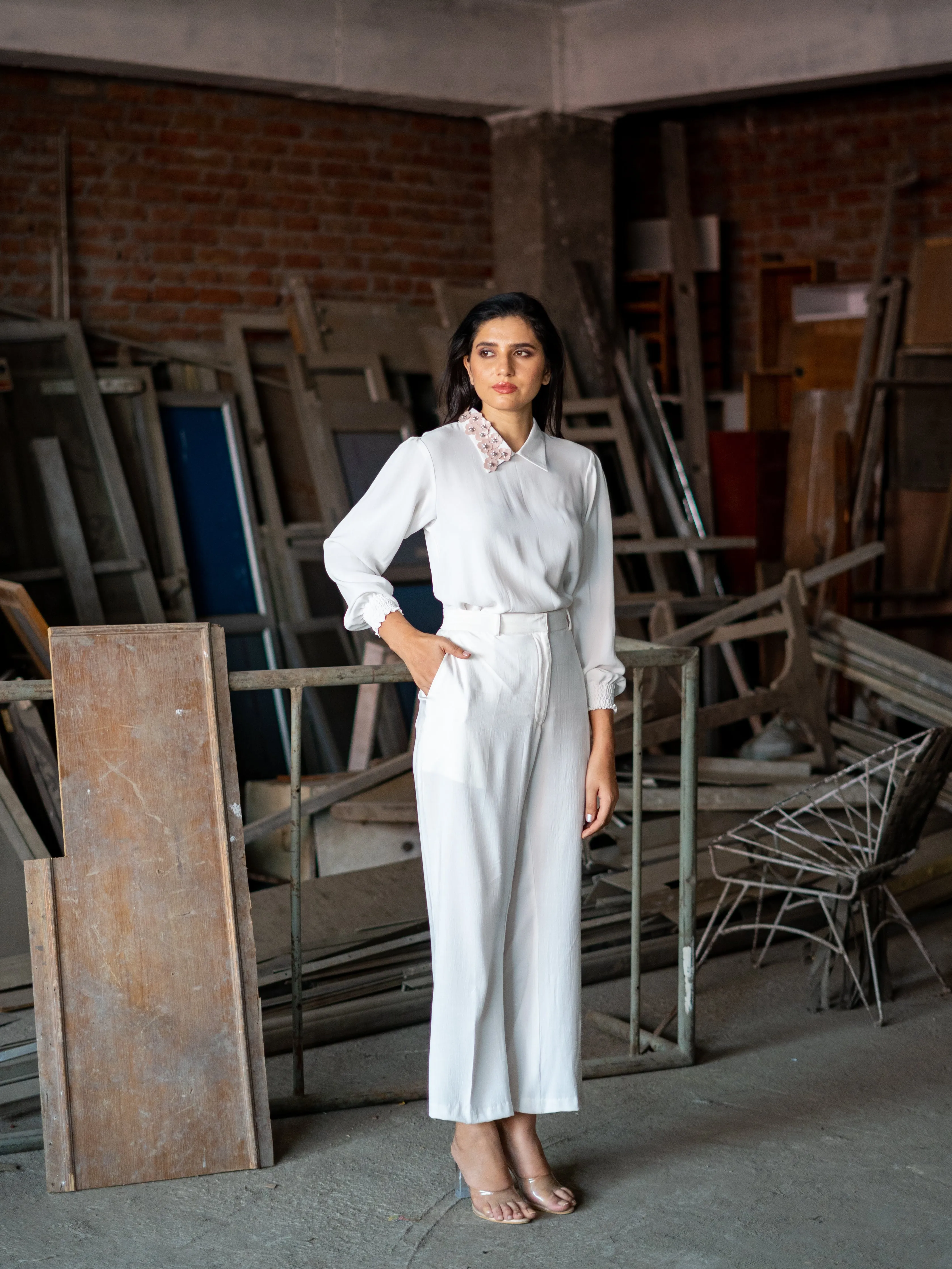 Bootcut Pants - White
