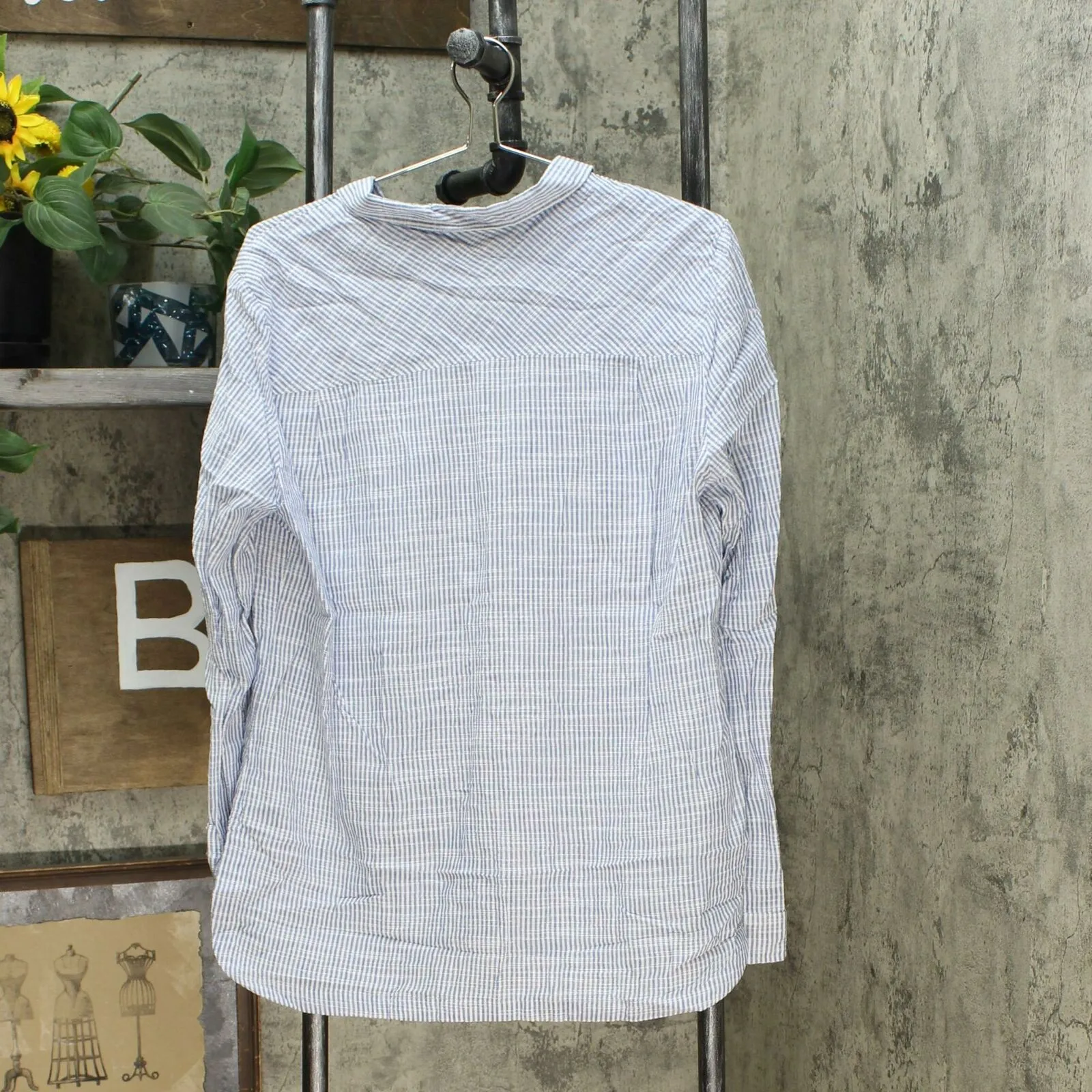 Boston Traders Women's Button Front Roll Tab Blouse Shirt