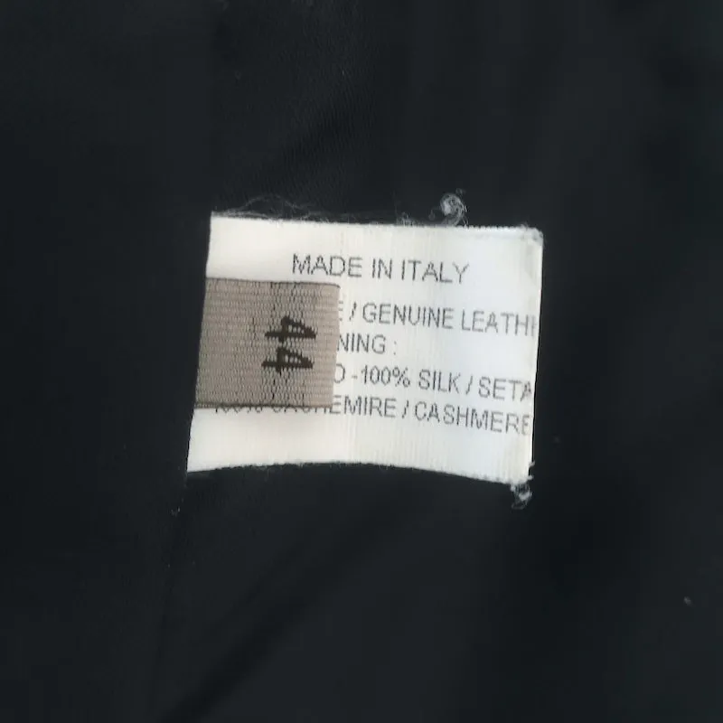 Bottega Veneta Double Breasted Leather Jacket with Cashmere Collar Black Size 44