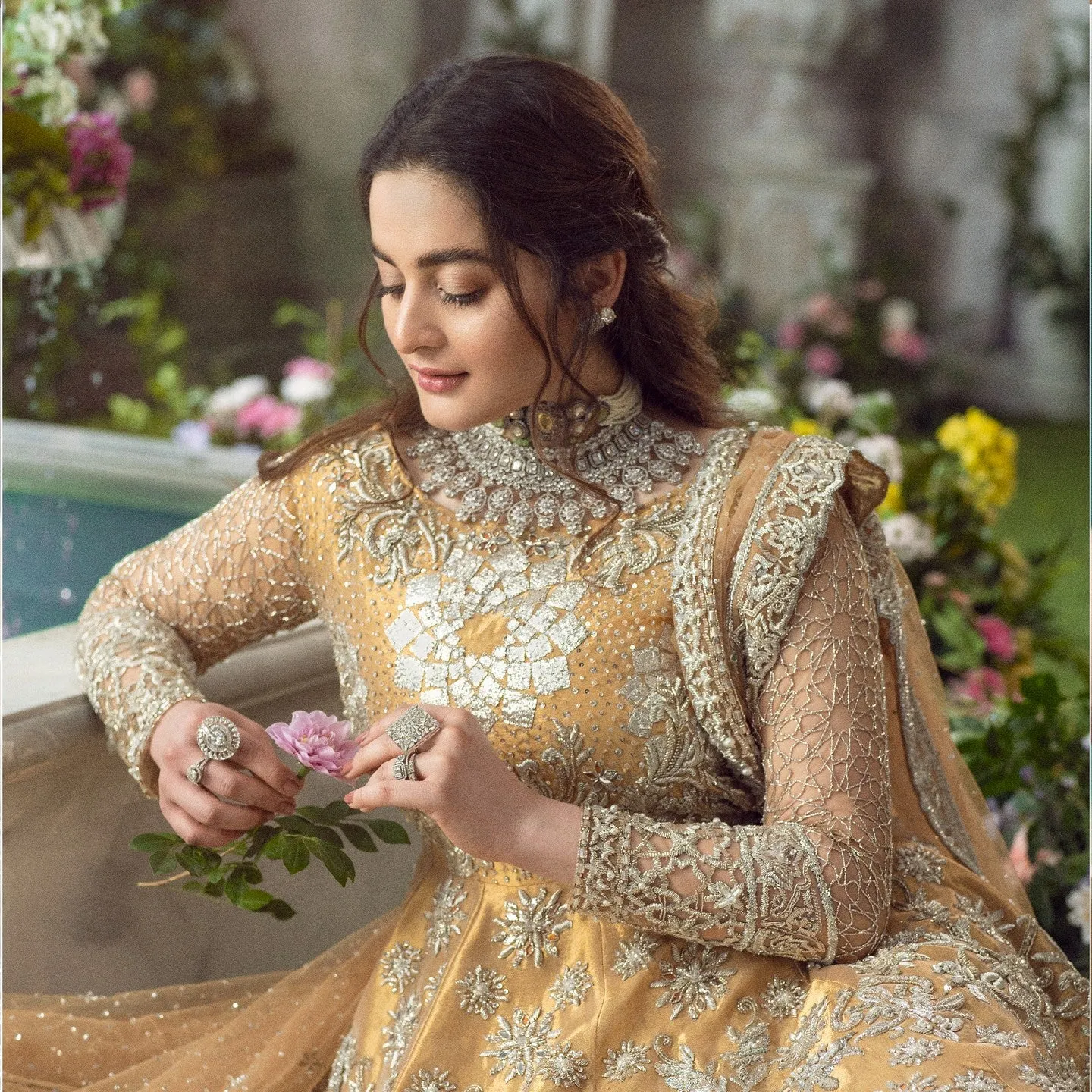Bridal Lehenga Peplum Yellow Pakistani Bridal Dress